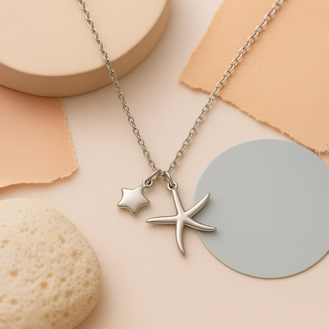 Ocean-Inspired Sterling Silver Starfish Necklace – 925 Silver