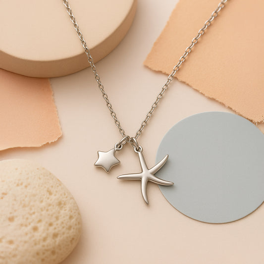 Ocean-Inspired Sterling Silver Starfish Necklace – 925 Silver
