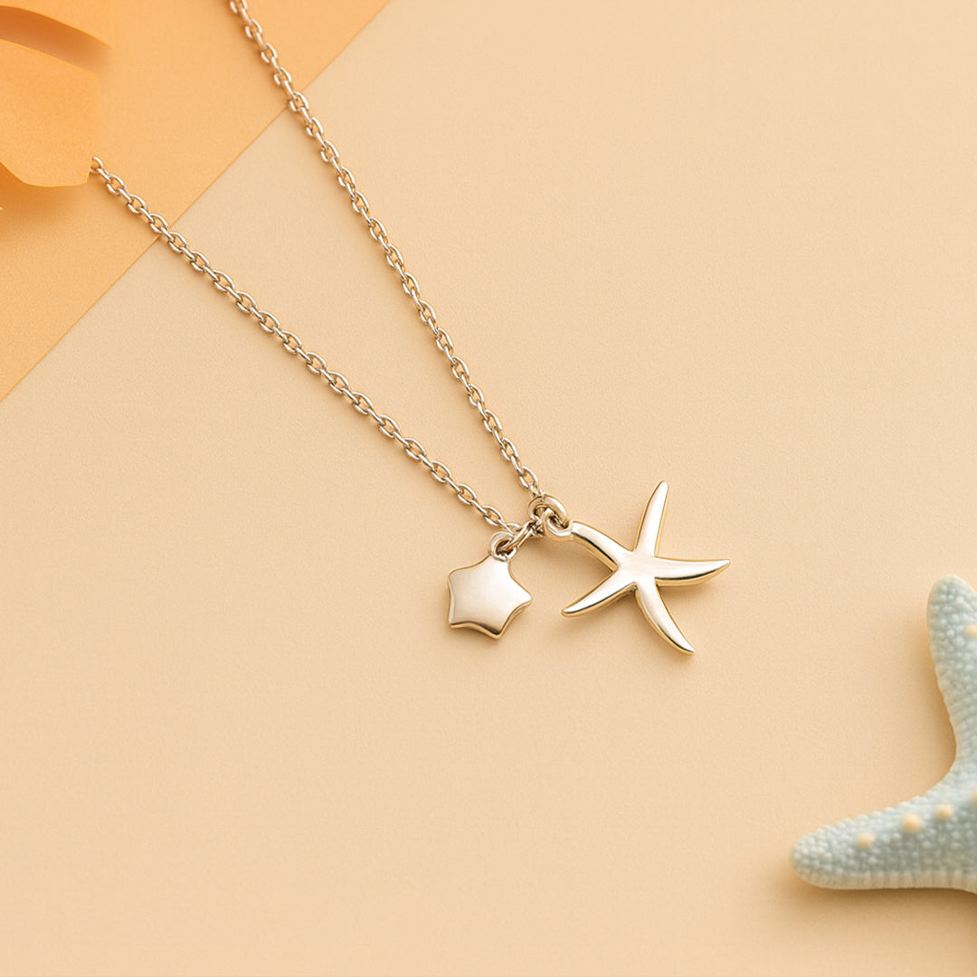 Ocean-Inspired Sterling Silver Starfish Necklace – 925 Silver