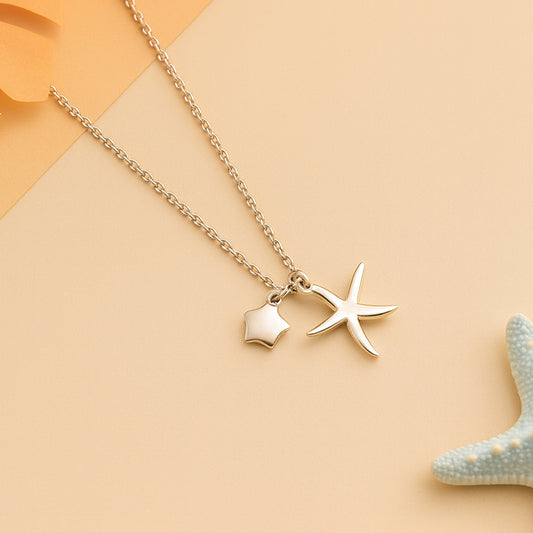 Ocean-Inspired Sterling Silver Starfish Necklace – 925 Silver