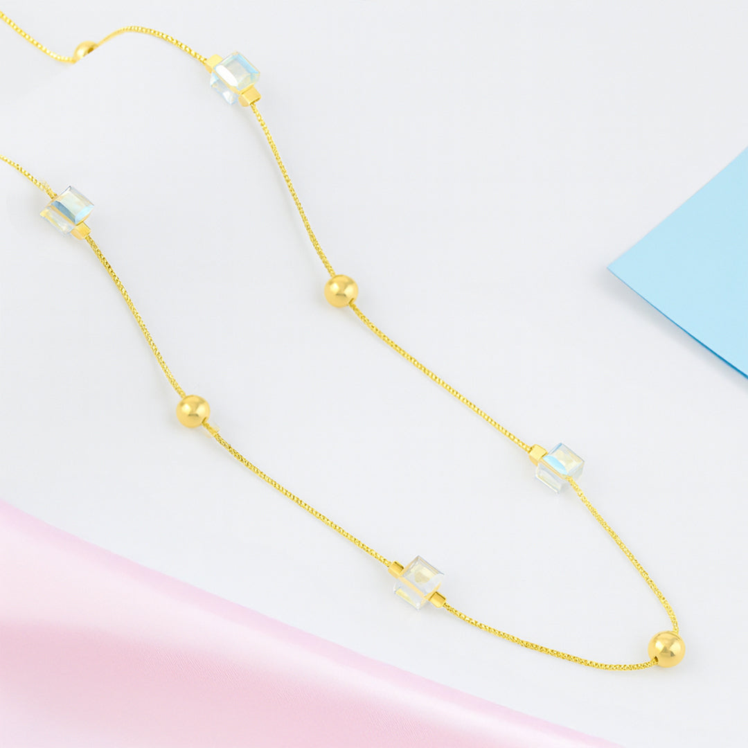 Minimalist Sterling Silver Chain with Prism-Cut Beads