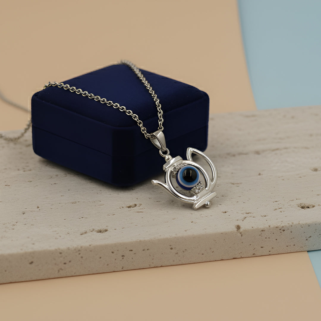 925 Sterling Silver Evil Eye Pendant with Chain