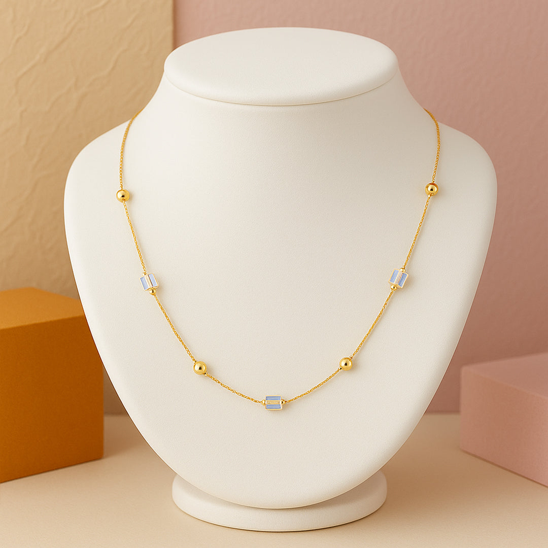 Minimalist Sterling Silver Chain with Prism-Cut Beads