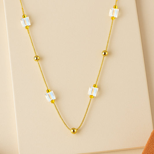 Minimalist Sterling Silver Chain with Prism-Cut Beads