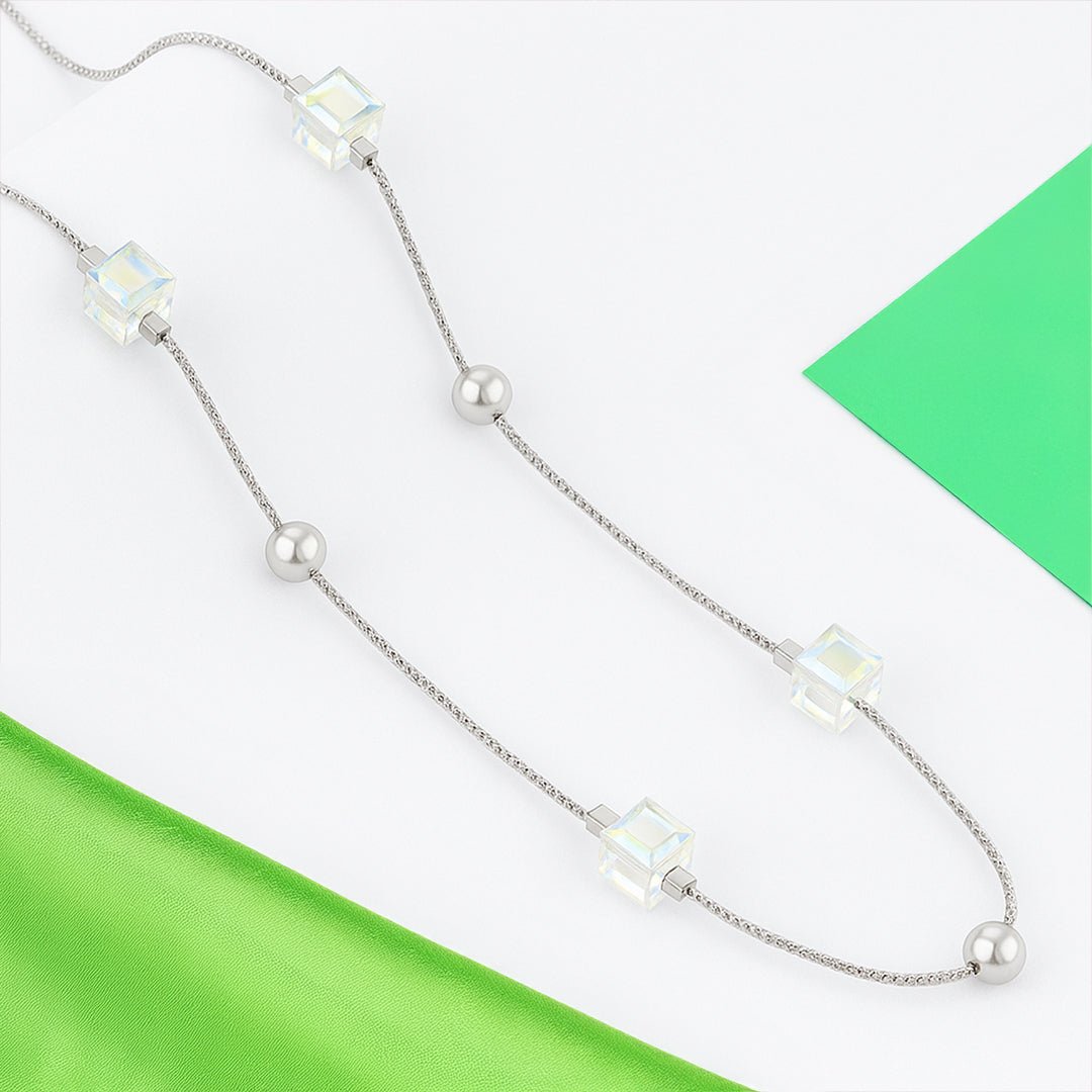 Minimalist Sterling Silver Golden Chain with Prism-Cut Beads