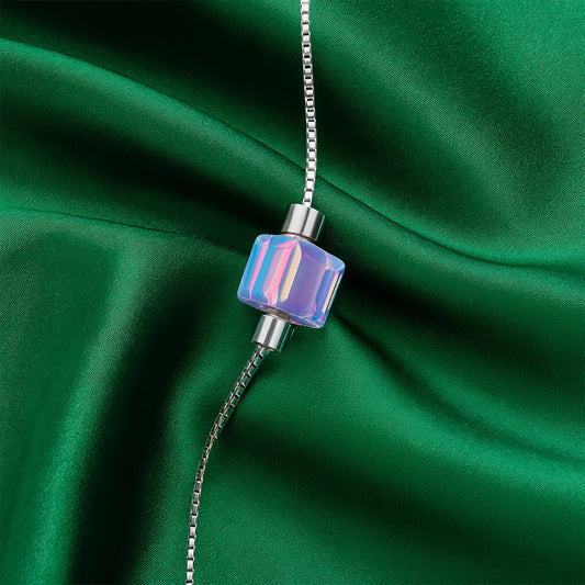 Minimalist Sterling Silver Golden Chain with Prism-Cut Beads